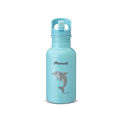 Personalisierte Trinkflasche für Kinder - Carl Oscar SteelIsh 0.5l Blau Delfin