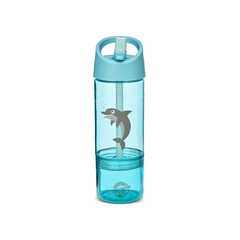 Personalisierte Wasserflasche für Kinder - Carl Oscar 2 in 1 - 0,3 + 0,15 l Blau Delfin